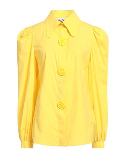 Moschino Woman Shirt Yellow Size 12 Cotton, Elastane