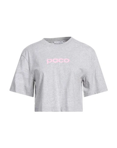 Paco Rabanne Logo Print Cropped T-shirt In Grey