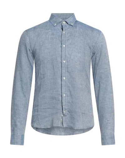 Rossopuro Man Shirt Slate Blue Size 15 ½ Linen