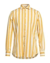 Bagutta Man Shirt Ocher Size 16 Cotton In Yellow