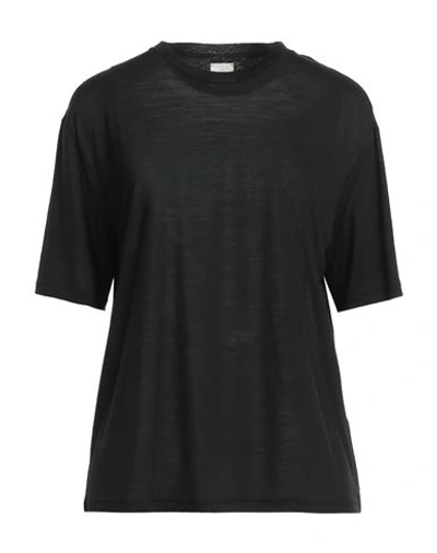 Eleventy Woman T-shirt Black Size Xs Elastane, Wool