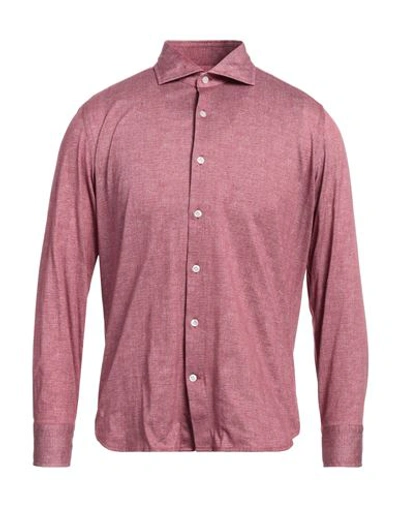 Sonrisa Man Shirt Burgundy Size 17 Cotton In Red