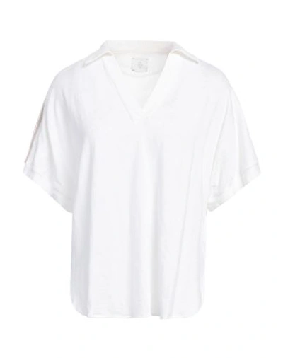 Eleventy Woman Polo Shirt White Size S Linen, Elastane