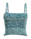 Hope Macaulay Woman Top Slate Blue Size M Merino Wool, Silk In Blue