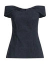 CHIARA BONI LA PETITE ROBE CHIARA BONI LA PETITE ROBE WOMAN TOP BLUE SIZE 4 POLYAMIDE, ELASTANE