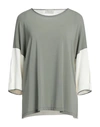 Le Tricot Perugia Woman T-shirt Sage Green Size S Viscose, Polyamide, Elastane, Polyester, Cotton In Sage Green