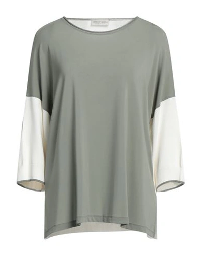Le Tricot Perugia Woman T-shirt Sage Green Size Xs Viscose, Polyamide, Elastane, Polyester, Cotton