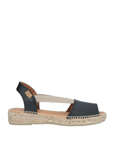 Toni Pons Woman Espadrilles Black Size 12 Soft Leather In Black
