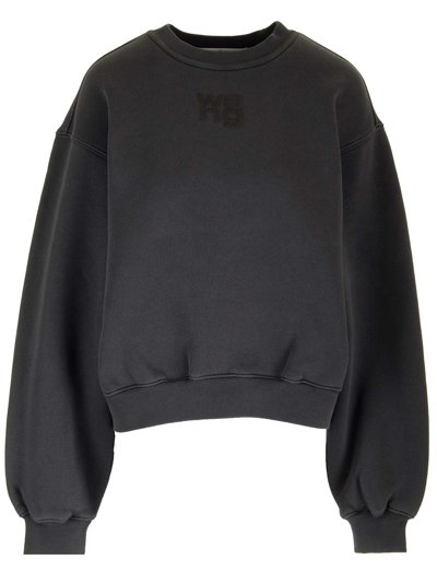 Alexander Wang Logo-embossed Sweatshirt In Grey