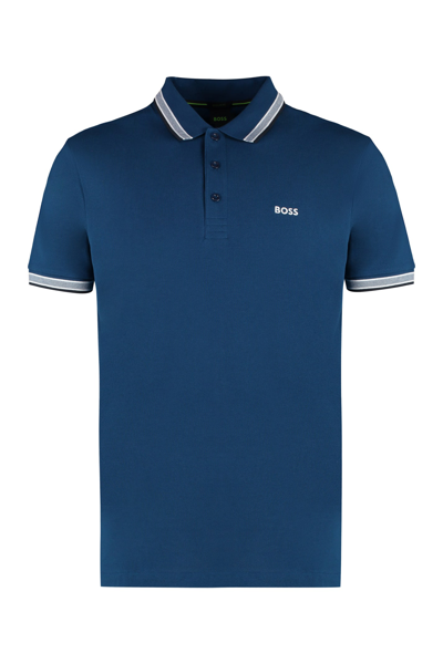 Hugo Boss Short Sleeve Cotton Pique Polo Shirt In Blue