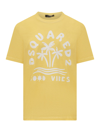 Dsquared2 Cotton Crew-neck T-shirt With Print In Saffron Yellow
