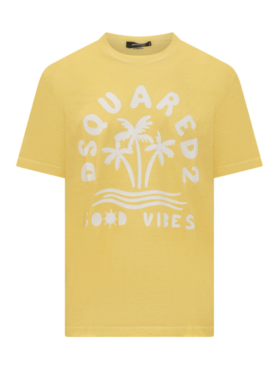 Dsquared2 Regular Fit Tee In Yellow
