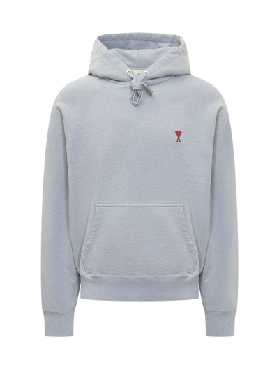 Ami Alexandre Mattiussi Ami De Coeur Hoodie In Heather Cashmere Blue