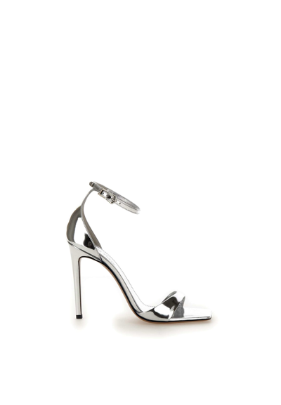 Paris Texas Mirrored Leather Sandals In Silver