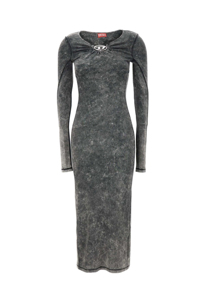 Diesel D-critic Cotton Maxi Dress In Nero