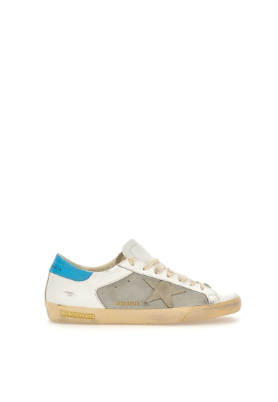 Golden Goose Superstar Double Quarter Trainers In White-grey-blue