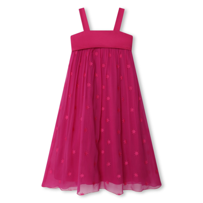 Chloé Kids' Star-print Silk Dress In Pink