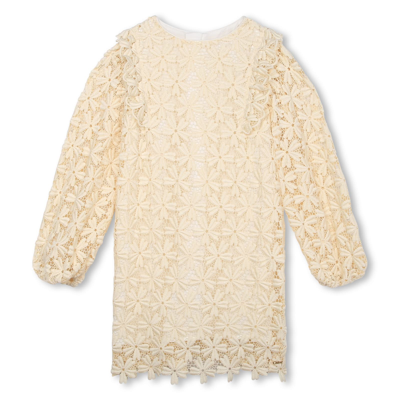 Chloé Floral-appliqué Open-knit Dress In Cream