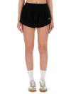 Msgm Logo-embroidered Drawstring Shorts In Nero
