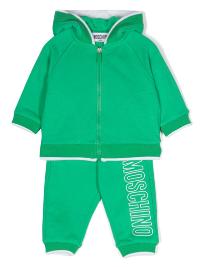 Moschino Babies' Tuta Sportiva Con Stampa In Green