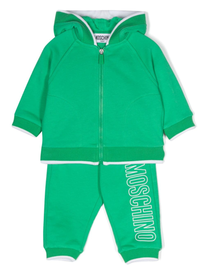 Moschino Babies' Logo-print Cotton Tracksuit Set In Green