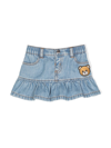 Moschino Baby Girls Teddy Bear Denim Skirt In Blue