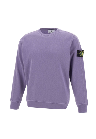 Stone Island Cotton Jersey Sweatshirt In Purple