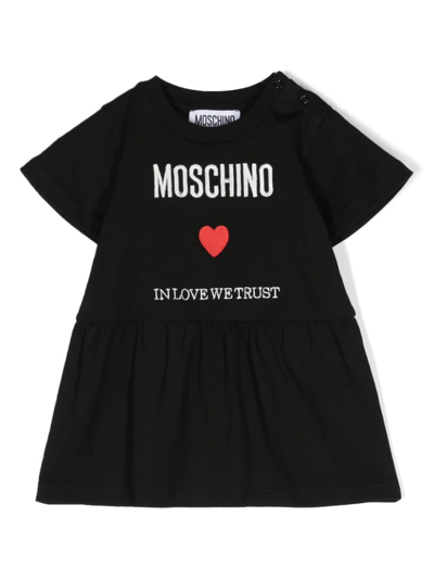 Moschino Babies' Abito Con Logo In Black