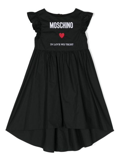 Moschino Kids' Abito Con Logo In Black