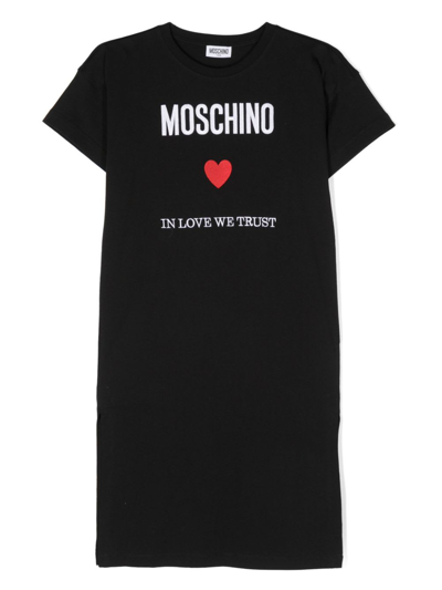 Moschino Kids' Abito Con Logo In Black