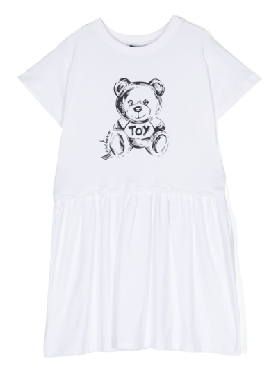 Moschino Kids' Abito Con Logo In White