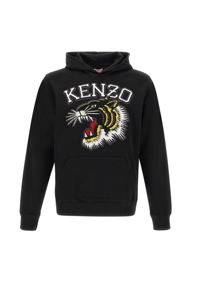 Kenzo Tiger Varsity Cotton Sweatshirt In Black