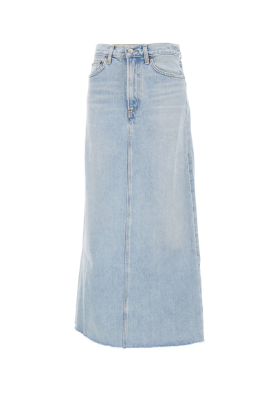 Agolde Organic Cotton Hilla Long Line Skirt In Blue