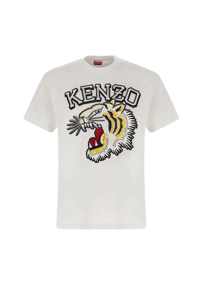 Kenzo Tiger Varsity Cotton T-shirt In White