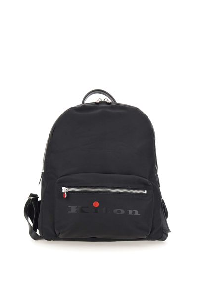 Kiton Nylon Backpack With Logo In Black