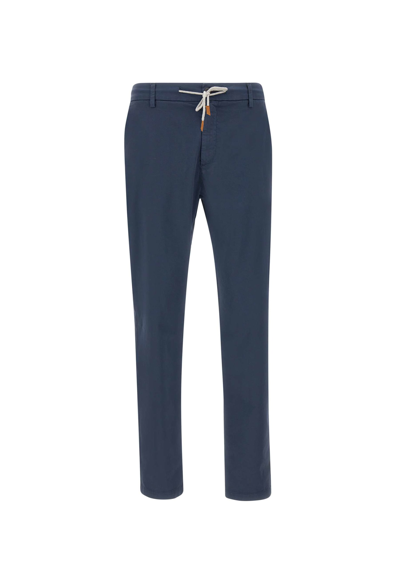 Eleventy Stretch Cotton Trousers In Blue