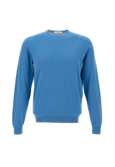 Filippo De Laurentiis Superlight Cotton Sweater In Blue