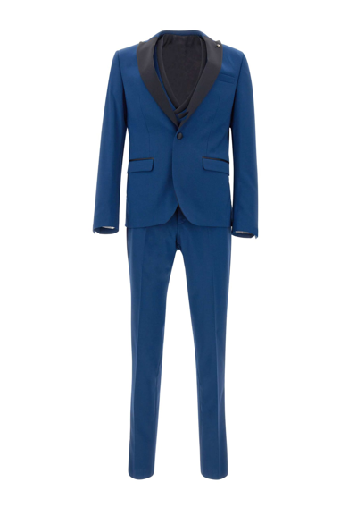 Manuel Ritz Three-piece Formal Suit In Blue