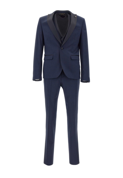 Manuel Ritz Three-piece Formal Suit In Blue