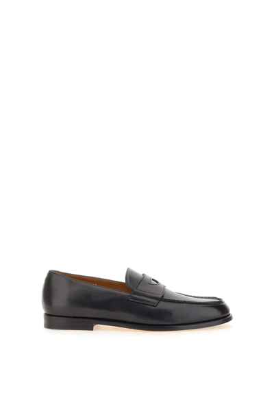 Doucal's Decò Leather Moccasins In Black
