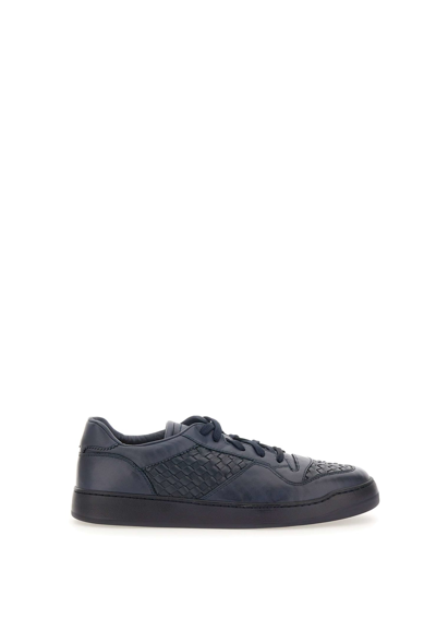 Doucal's Manila Leather Trainers In Blue