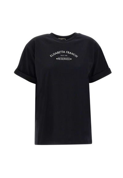 Elisabetta Franchi Logo-print Cotton T-shirt In Black