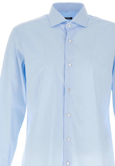 Barba Napoli Cotton Shirt In Light Blue