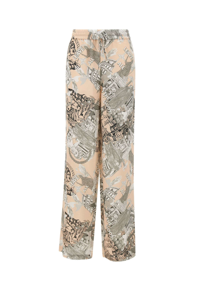 Iceberg Viscose Trousers In Grey/pink