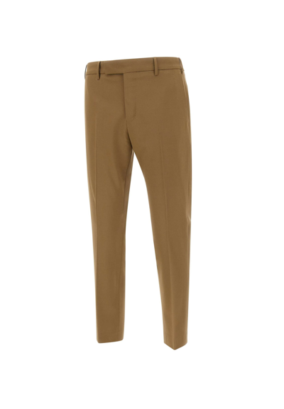 Pt01 Dieci Fresh Wool Trousers In Brown