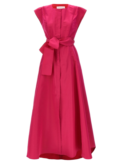 Carolina Herrera Long Bow Dress In Fuchsia