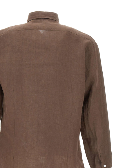 Barba Napoli Linen Shirt In Brown