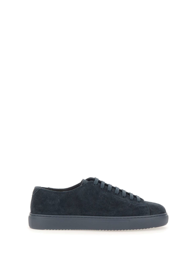 Doucal's Wash Suede Sneakers In Blue