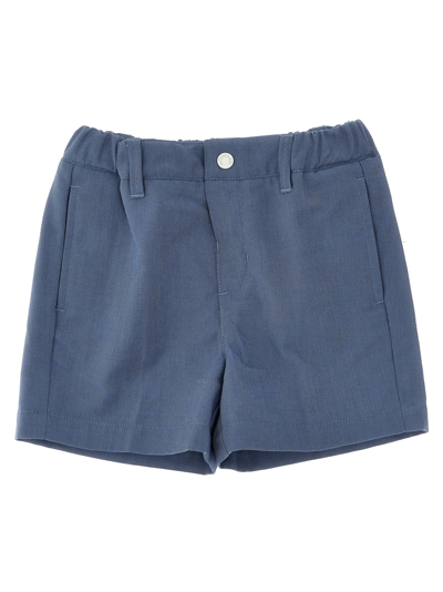 Moncler Kids' Chambray Shorts In Light Blue