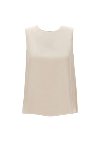 Theory Straight Shell Silk Top In Beige